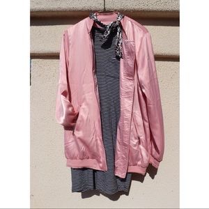 Pink Satin Bomber Jacket